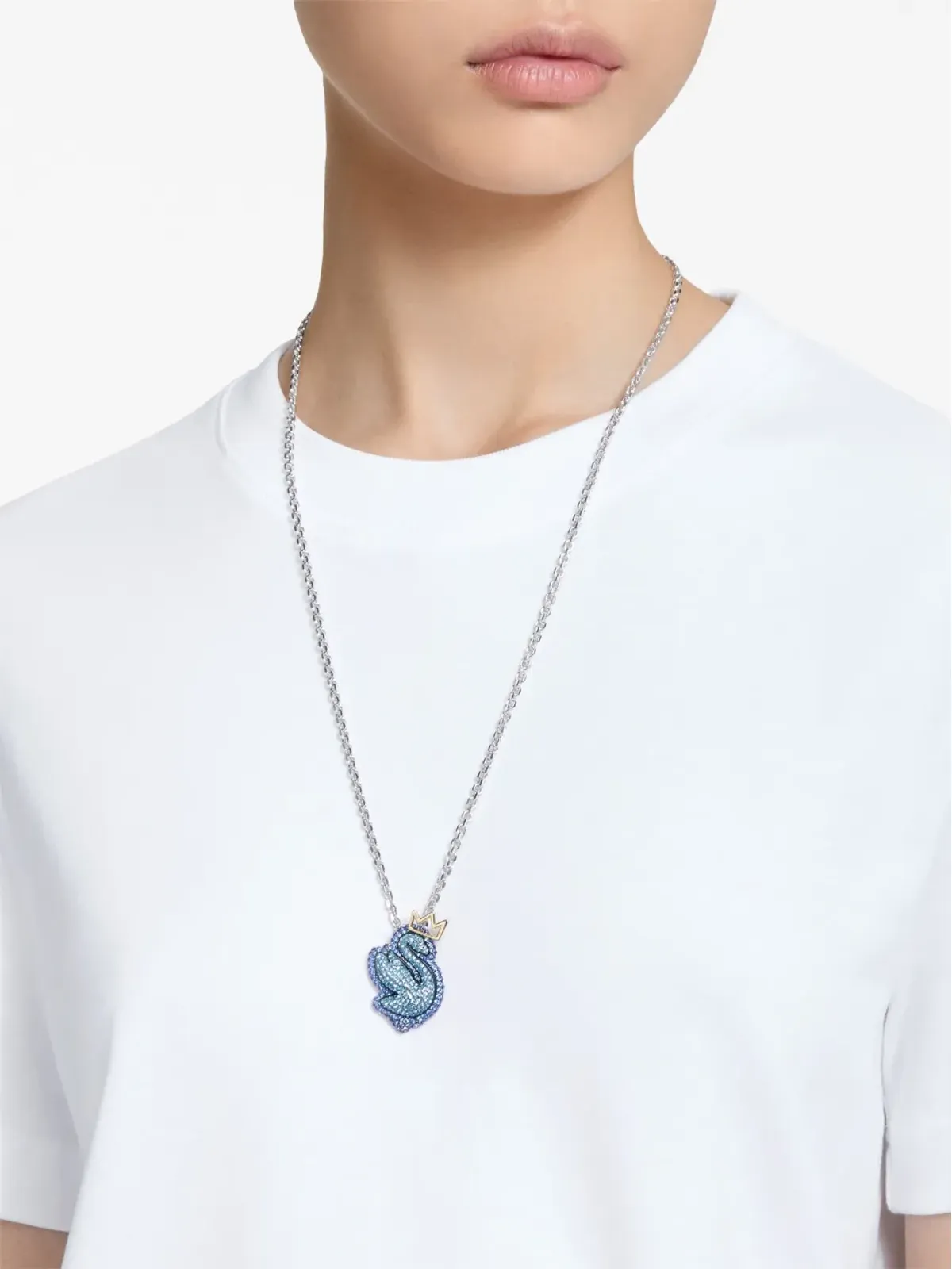 Swarovski ポップスワン クリスタル装飾ネックレス - 画像2