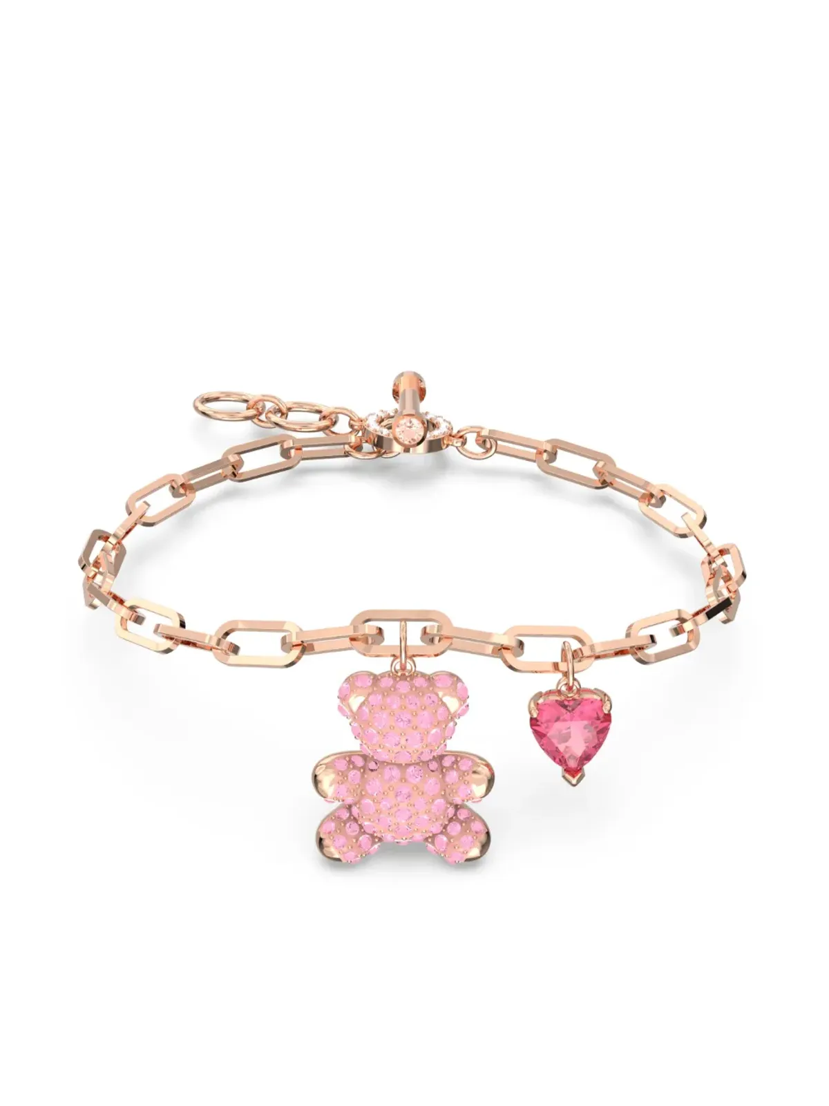 Swarovski テディ ベアモチーフ クリスタル装飾 ブレスレット ピンク - 画像1