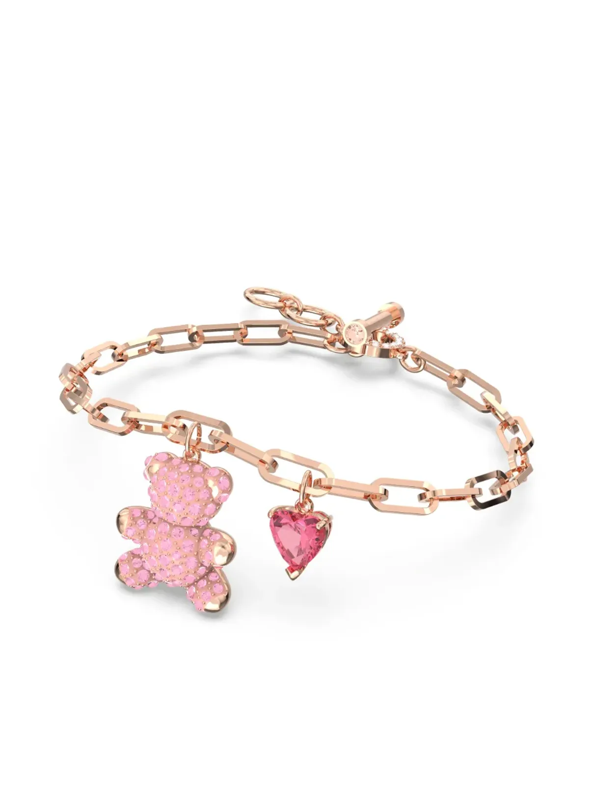 Swarovski テディ ベアモチーフ クリスタル装飾 ブレスレット ピンク - 画像2