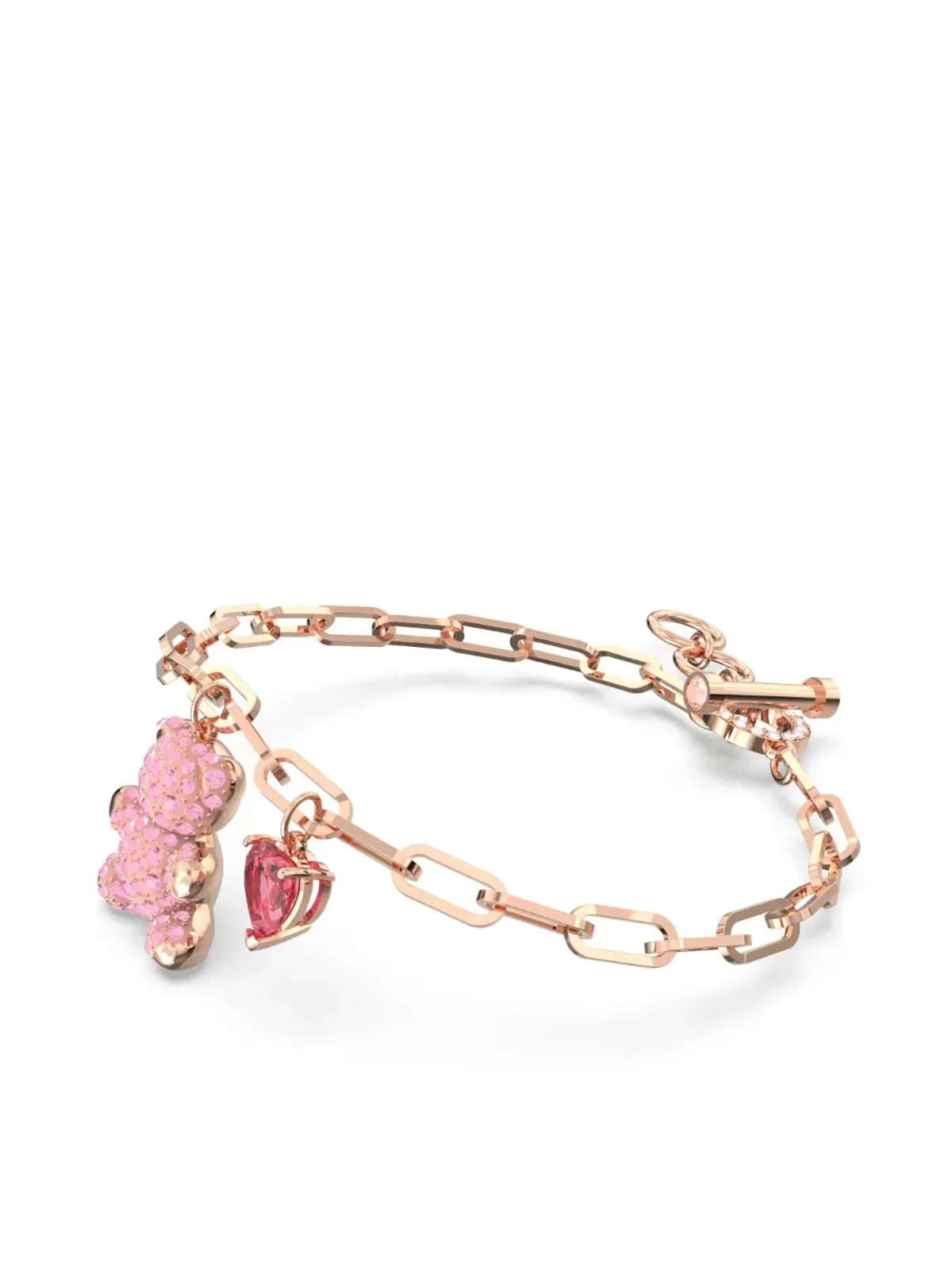 Swarovski テディ ベアモチーフ クリスタル装飾 ブレスレット ピンク - 画像4