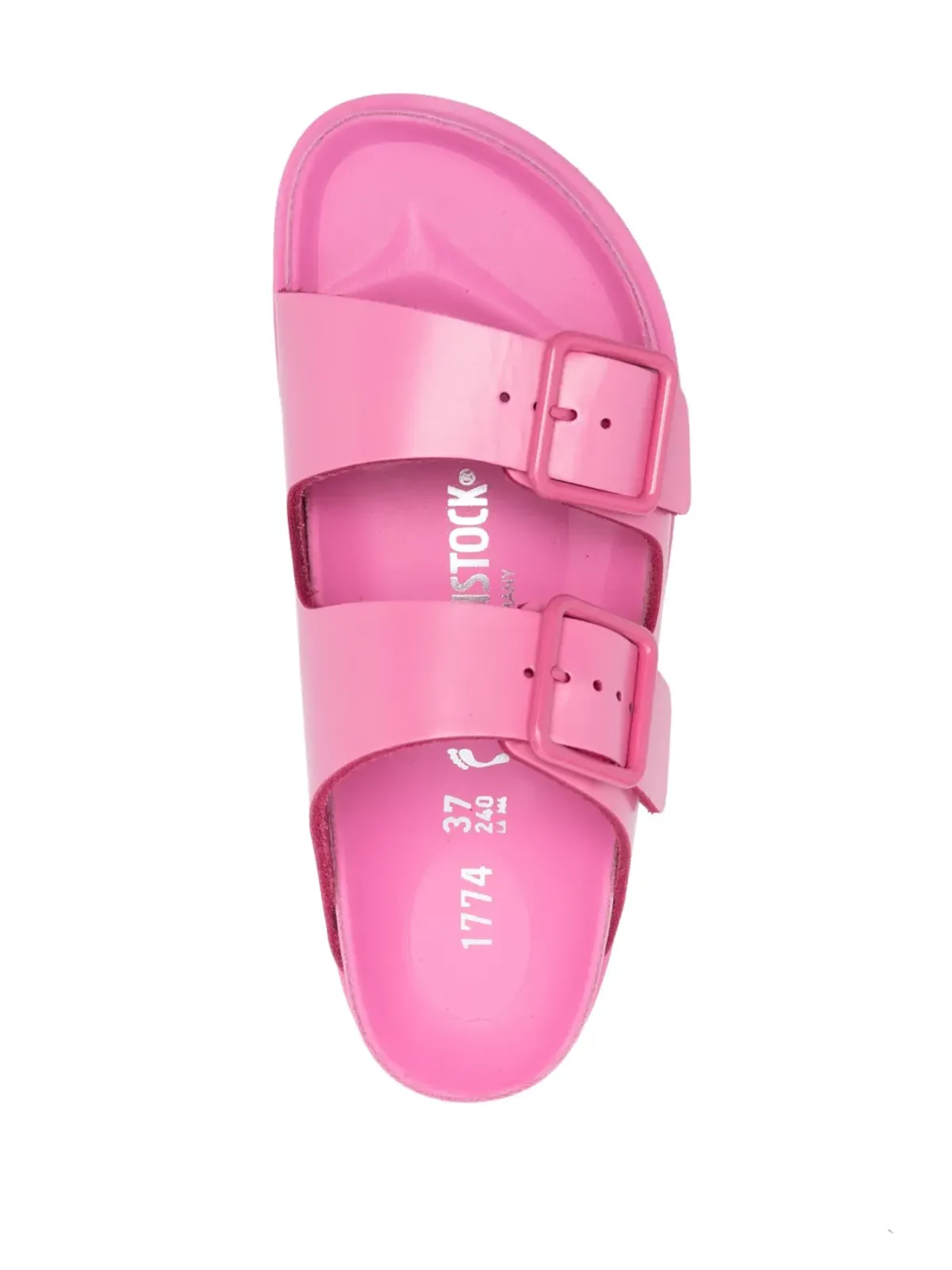 Birkenstock ロゴエンボス オープントゥスライド - 画像4