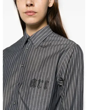 Zadig&Voltaire Taskiz ラインストーン装飾ストライプシャツ - ブラック - サムネイル5