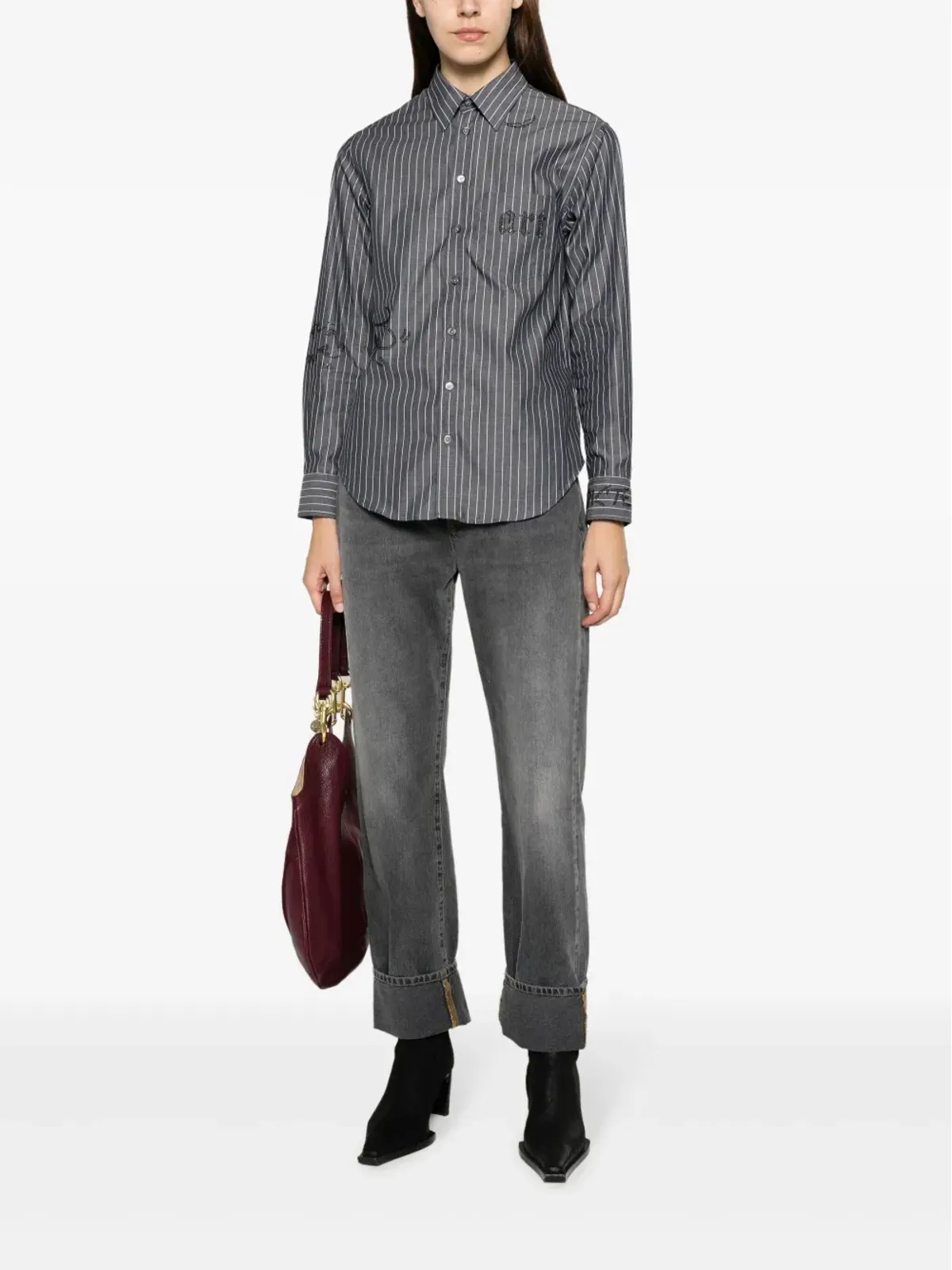 Zadig&Voltaire Taskiz ラインストーン装飾ストライプシャツ - ブラック - 画像2