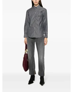 Zadig&Voltaire Taskiz ラインストーン装飾ストライプシャツ - ブラック - サムネイル2