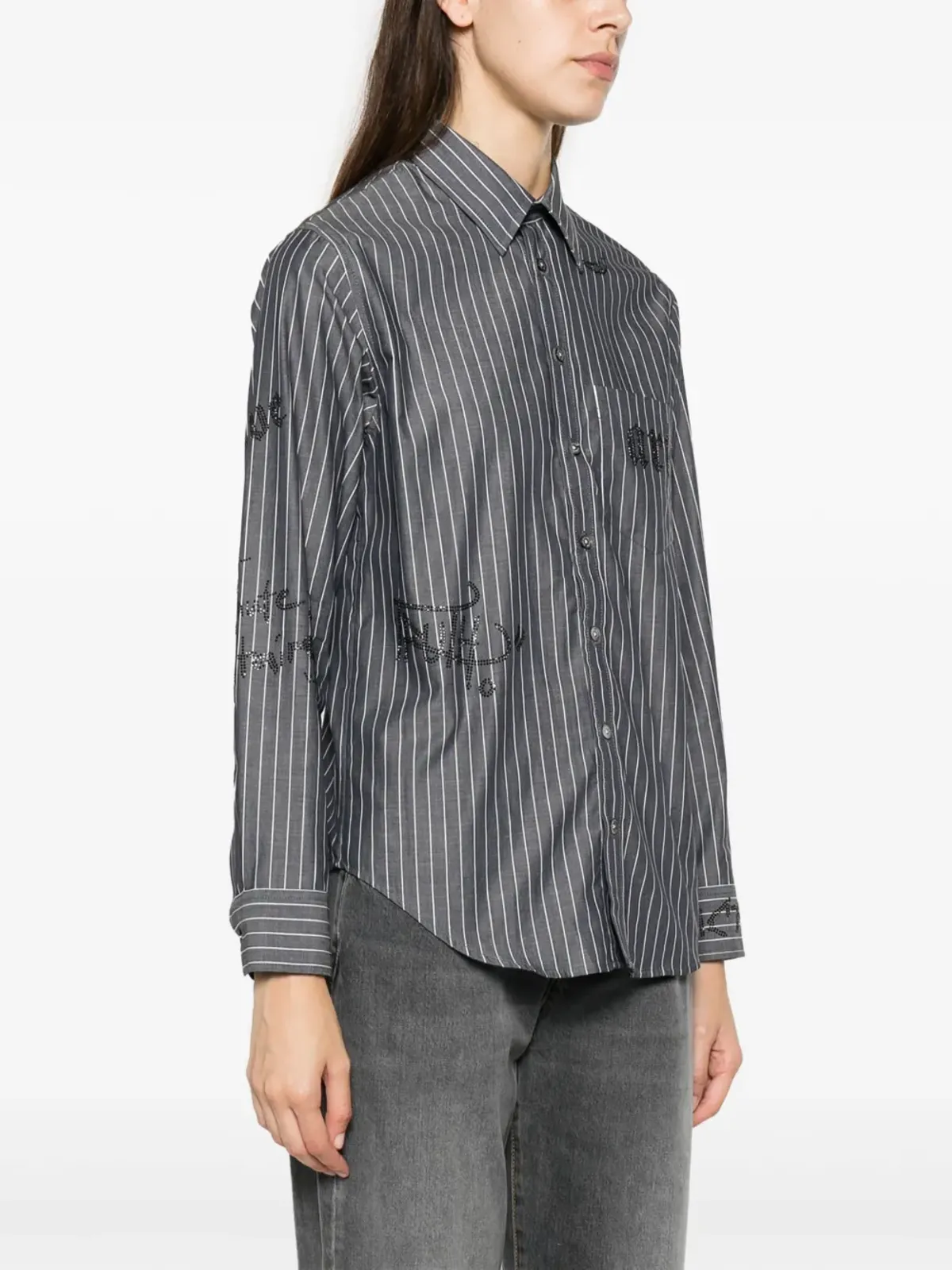 Zadig&Voltaire Taskiz ラインストーン装飾ストライプシャツ - ブラック - 画像3