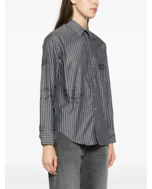 Zadig&Voltaire Taskiz ラインストーン装飾ストライプシャツ - ブラック - サムネイル3