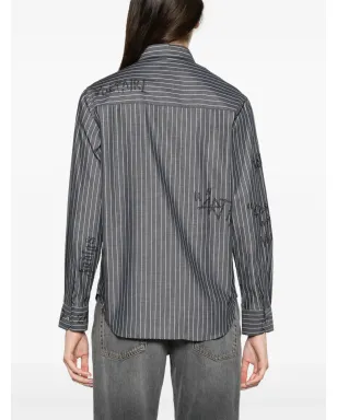 Zadig&Voltaire Taskiz ラインストーン装飾ストライプシャツ - ブラック - サムネイル4