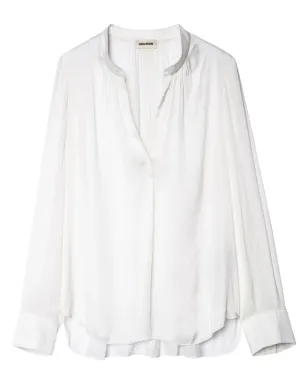 Zadig&Voltaire gathered-detail satin-weave blouse - White - サムネイル1