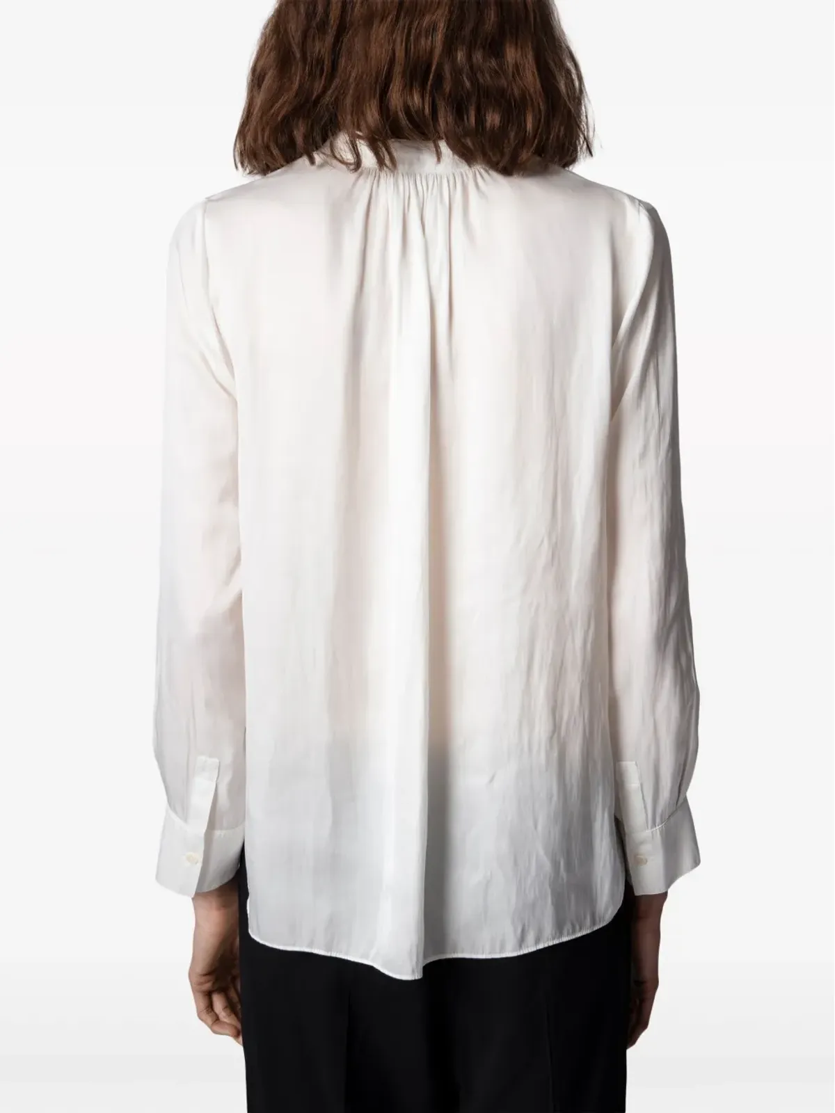 Zadig&Voltaire gathered-detail satin-weave blouse - White - 画像5