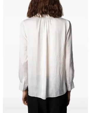 Zadig&Voltaire gathered-detail satin-weave blouse - White - サムネイル5