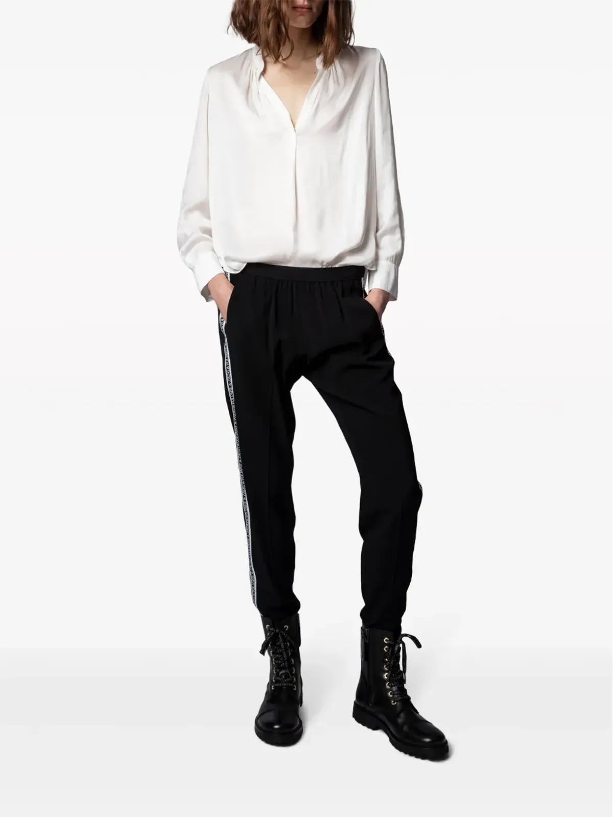 Zadig&Voltaire gathered-detail satin-weave blouse - White - 画像2
