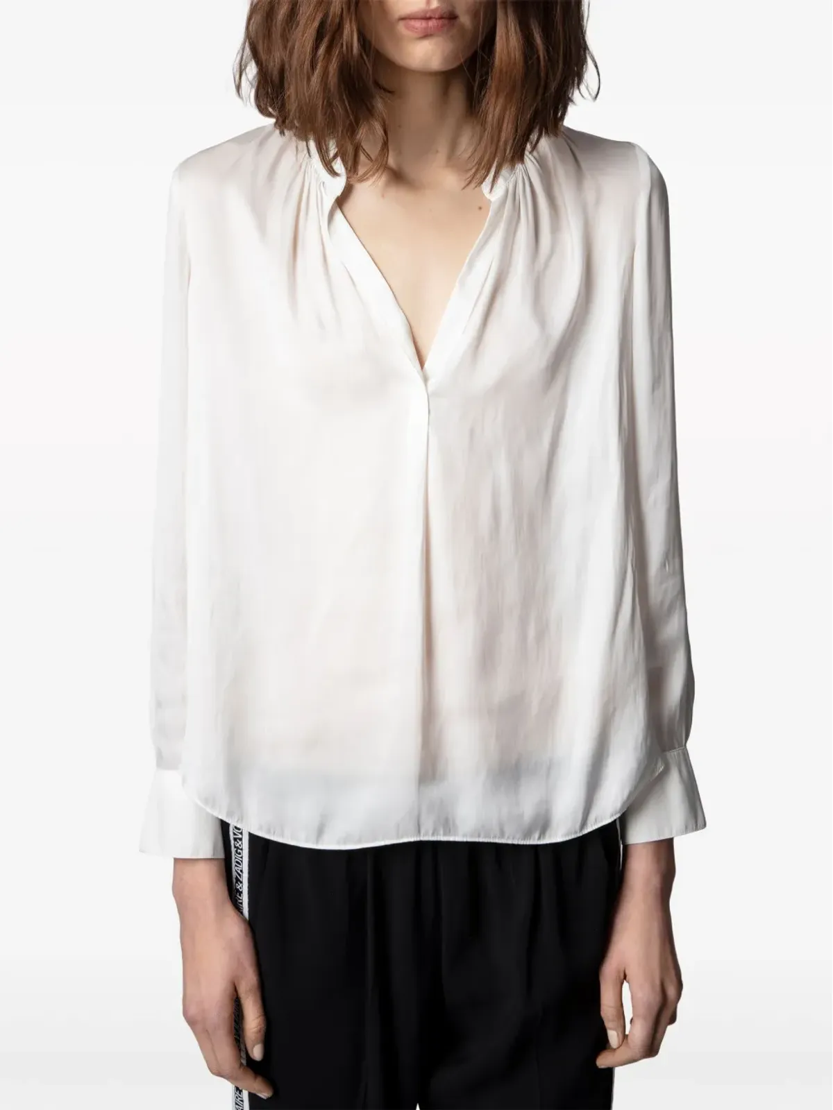 Zadig&Voltaire gathered-detail satin-weave blouse - White - 画像3