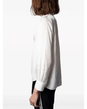 Zadig&Voltaire gathered-detail satin-weave blouse - White - サムネイル4
