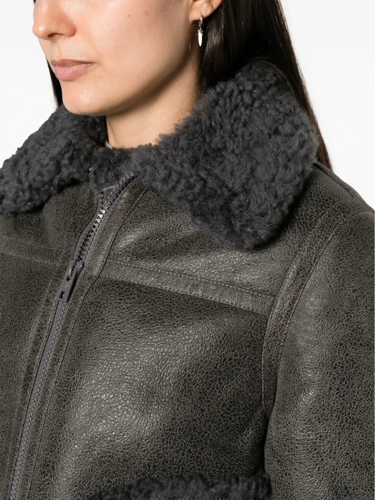 Zadig&Voltaire Kade シアーリングトリム レザー ジャケット - 画像5