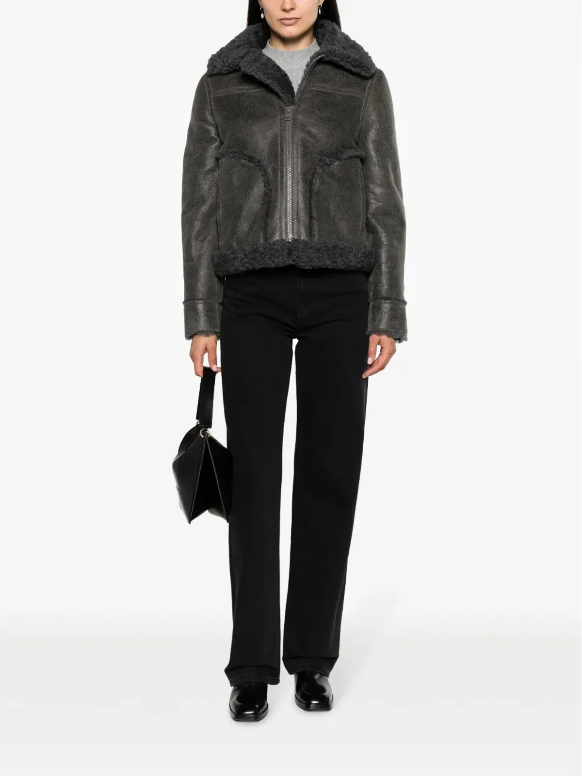 Zadig&Voltaire Kade シアーリングトリム レザー ジャケット - 画像2