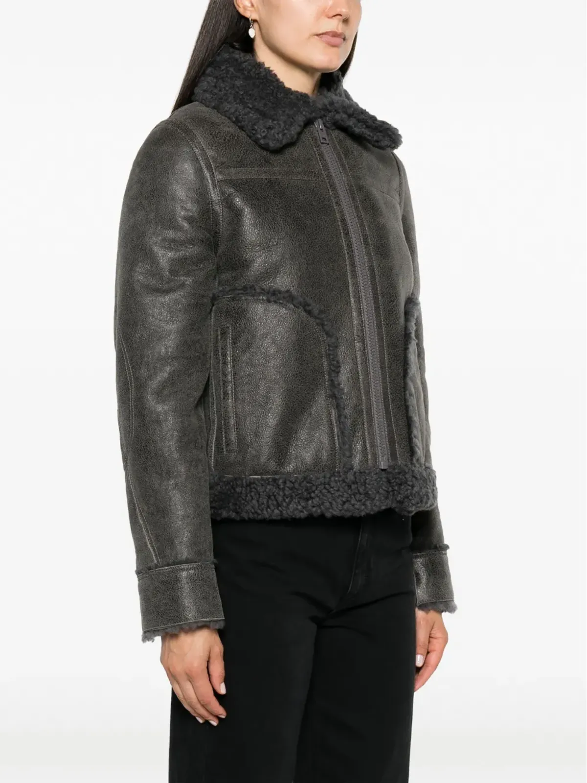 Zadig&Voltaire Kade シアーリングトリム レザー ジャケット - 画像3