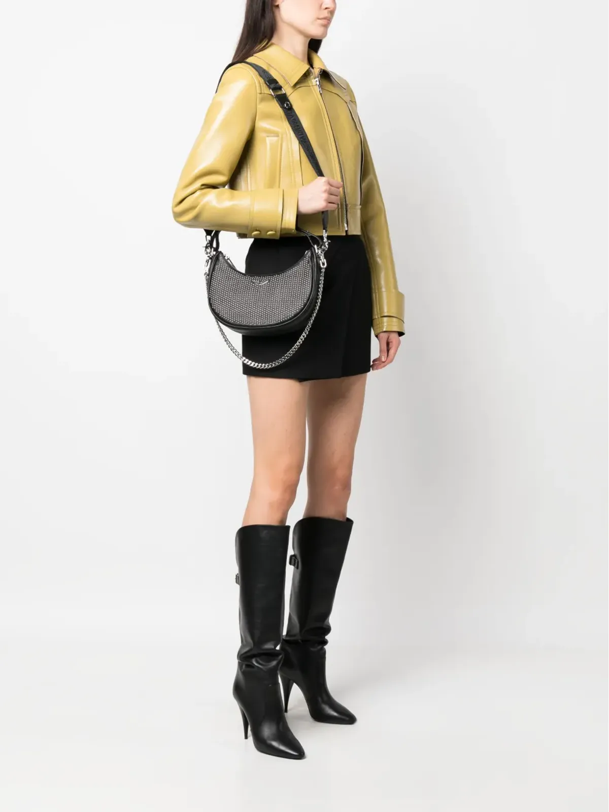 Zadig&Voltaire ムーンロック プルメティス レザー ショルダーバッグ - 画像2