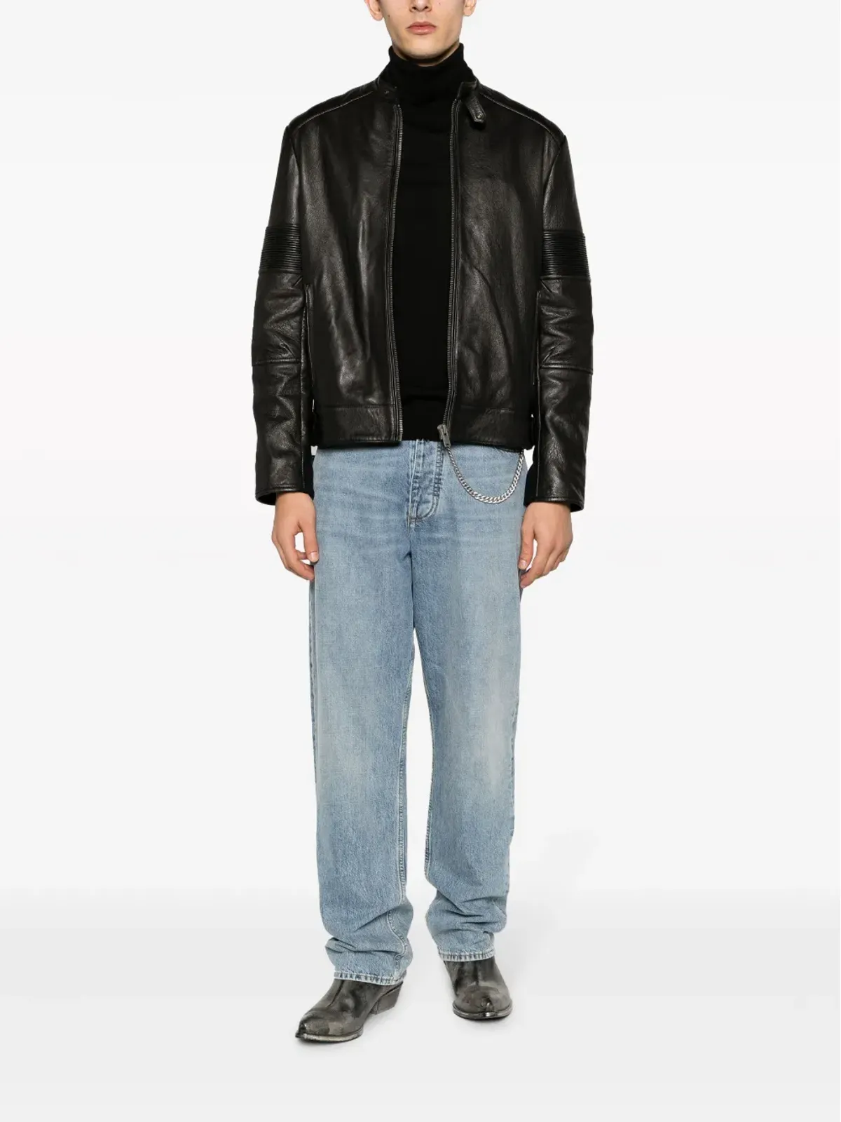 Zadig&Voltaire スリムフィット ジップアップ レザーバイカージャケット - 画像2