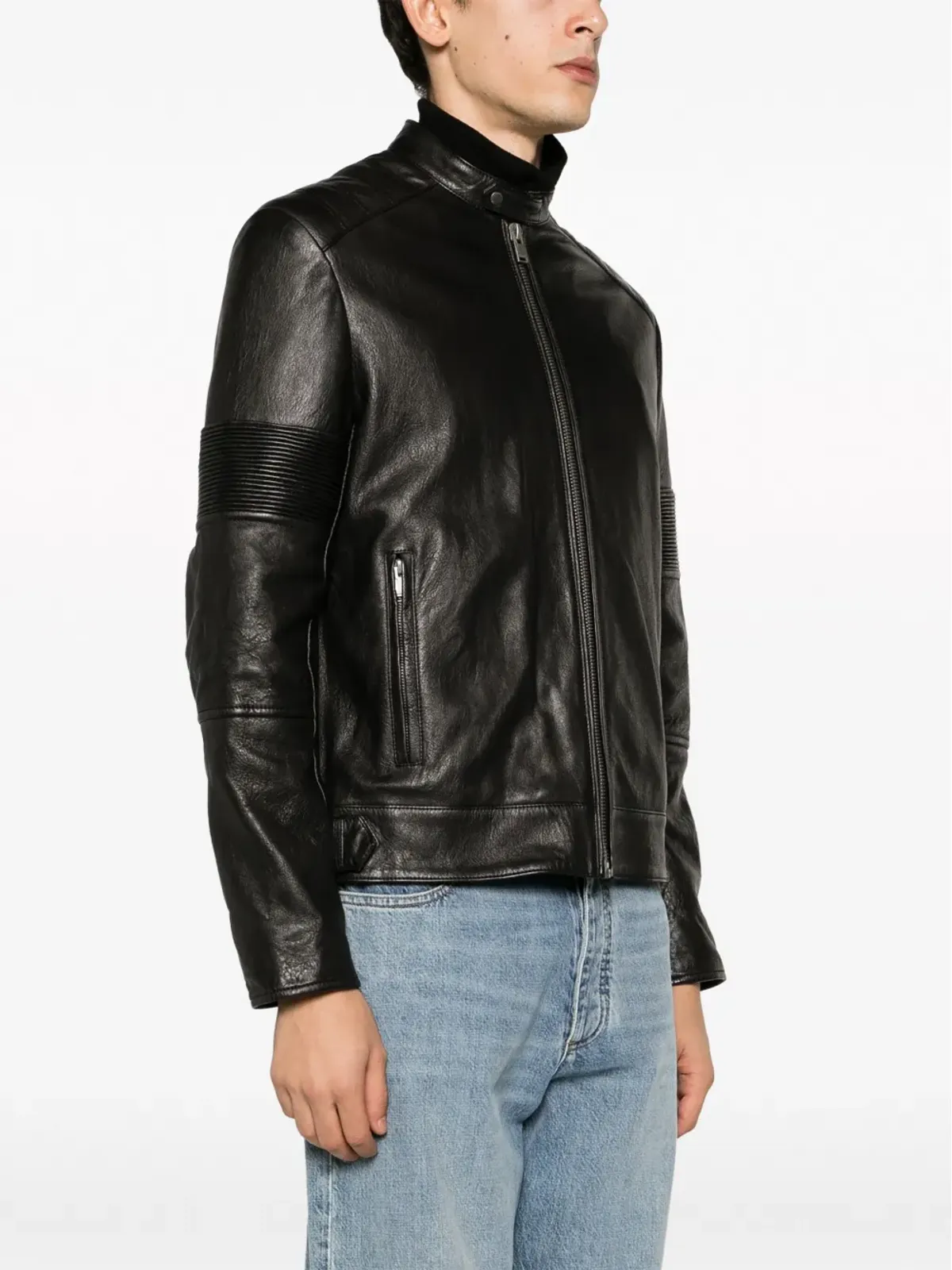 Zadig&Voltaire スリムフィット ジップアップ レザーバイカージャケット - 画像4