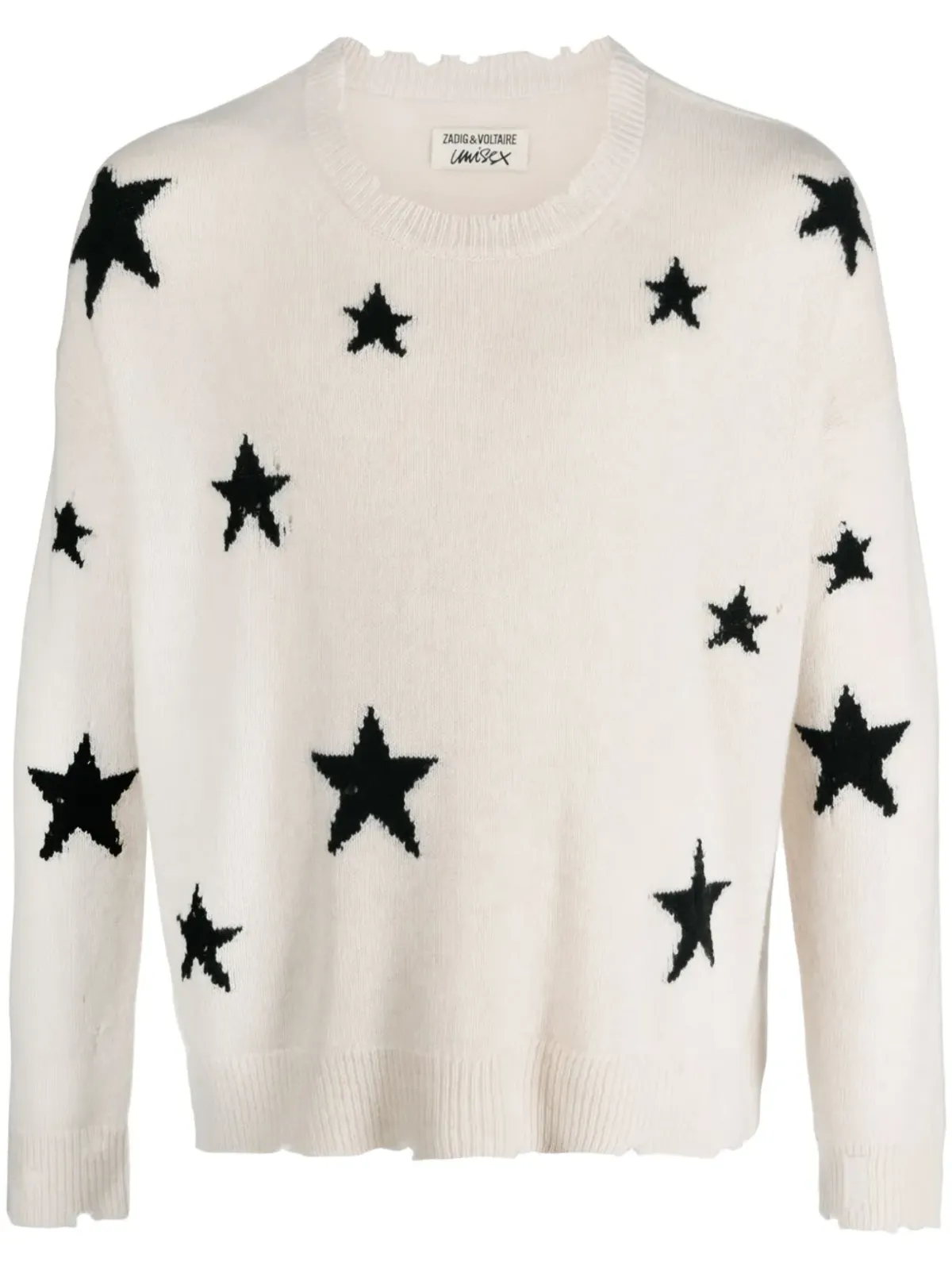 Zadig&Voltaire スター柄インターシャ ダメージ加工 カシミヤ ジャンパー - 画像1