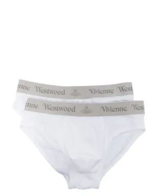 Vivienne Westwood 2枚組 ロゴ入りウエストバンド ブリーフ - ホワイト - サムネイル1