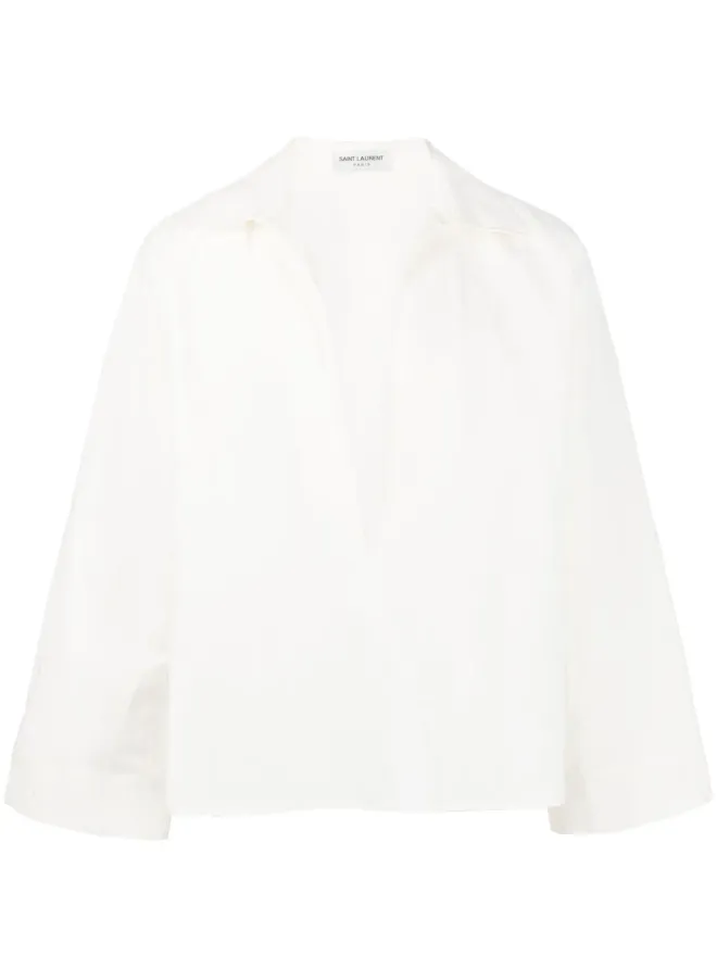 Saint Laurent Saint Laurent Vネックリネンシャツの商品画像