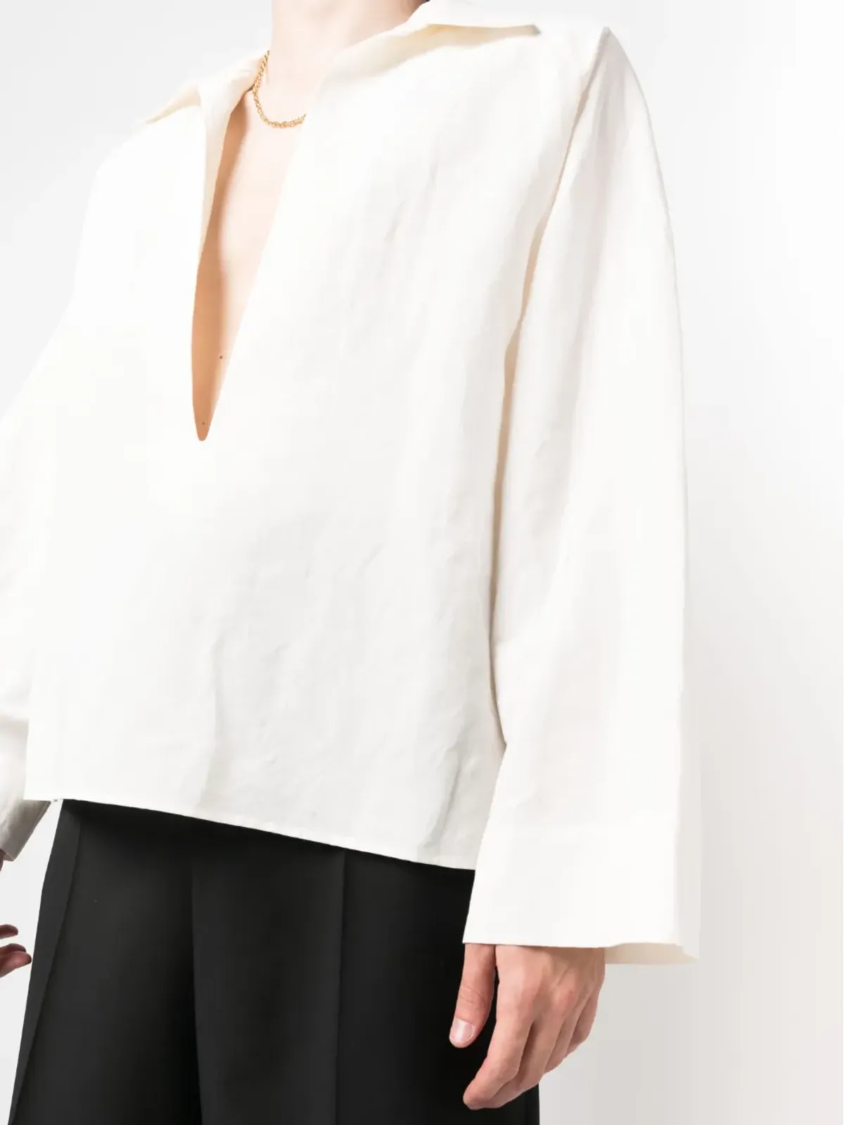 Saint Laurent Vネックリネンシャツ - 画像5