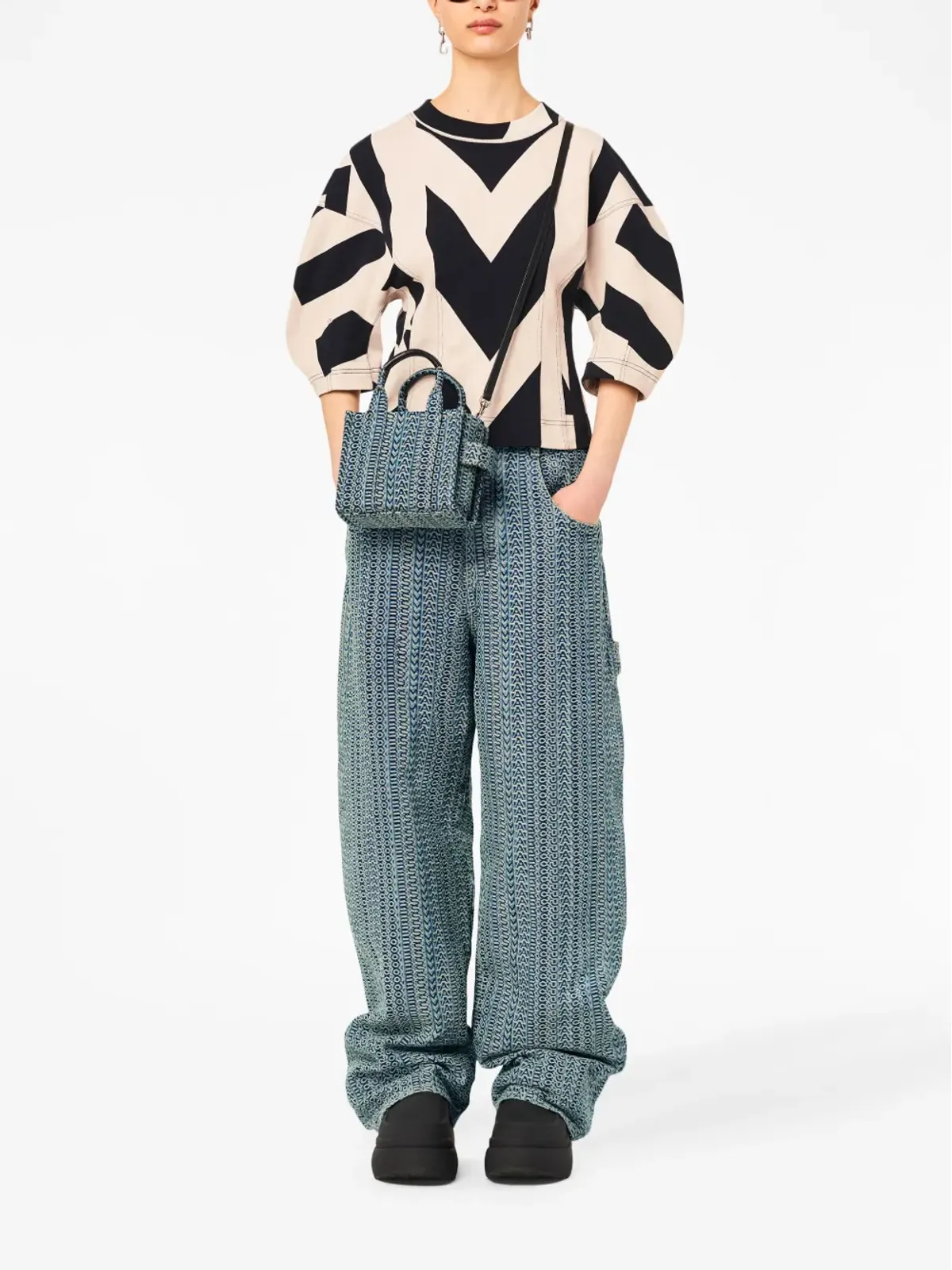 Marc Jacobs 洗い加工モノグラム クロスボディ トートバッグ - 画像2