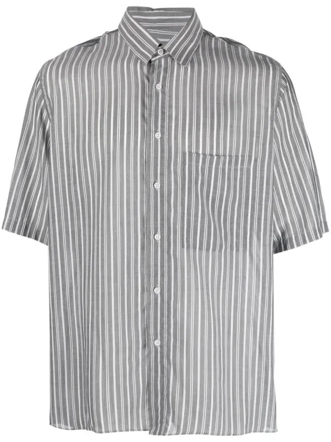 Low Brand Low Brand ストライプ柄ショートスリーブリヨセルシャツの商品画像