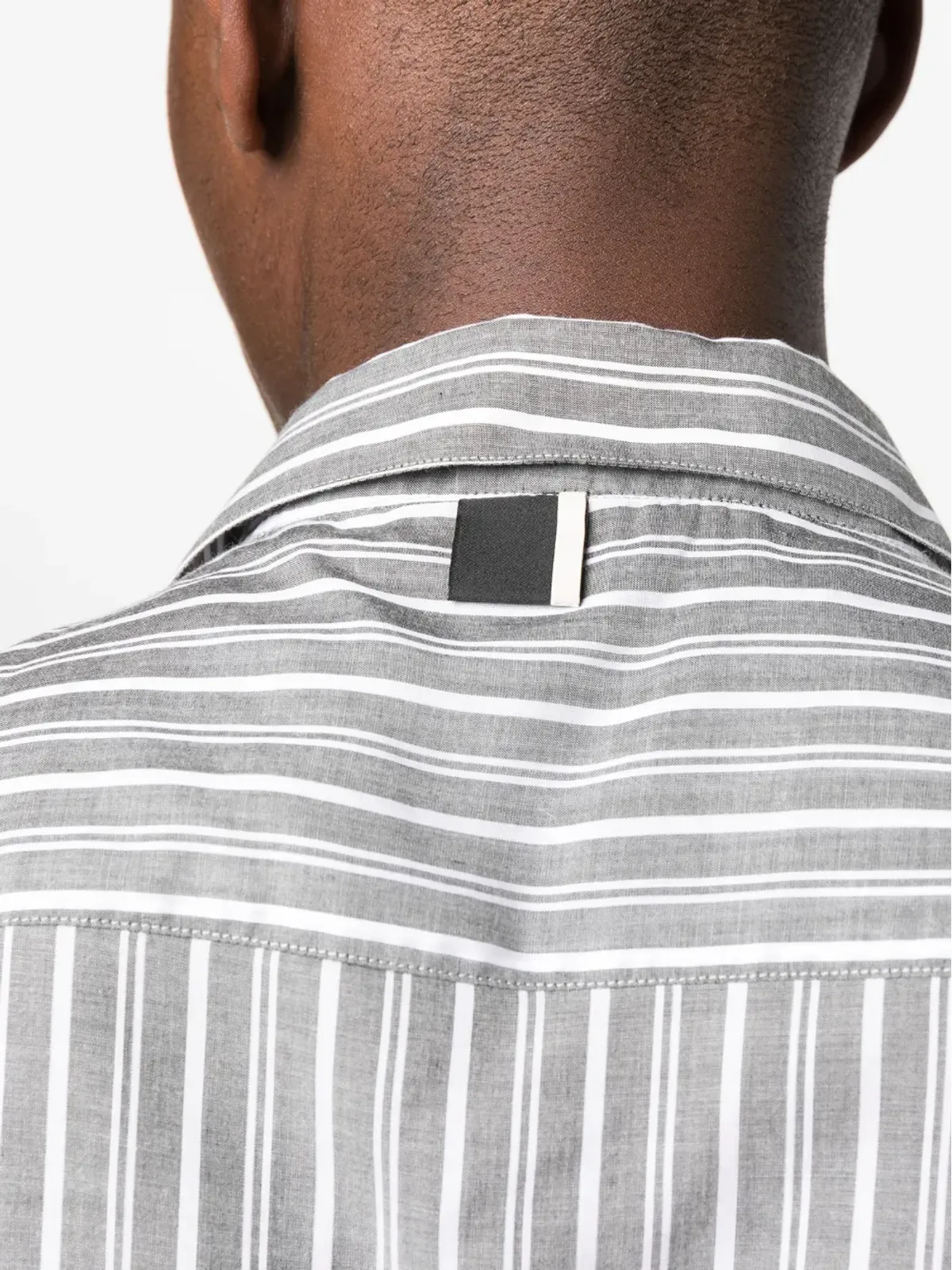 Low Brand ストライプ柄ショートスリーブリヨセルシャツ - 画像5