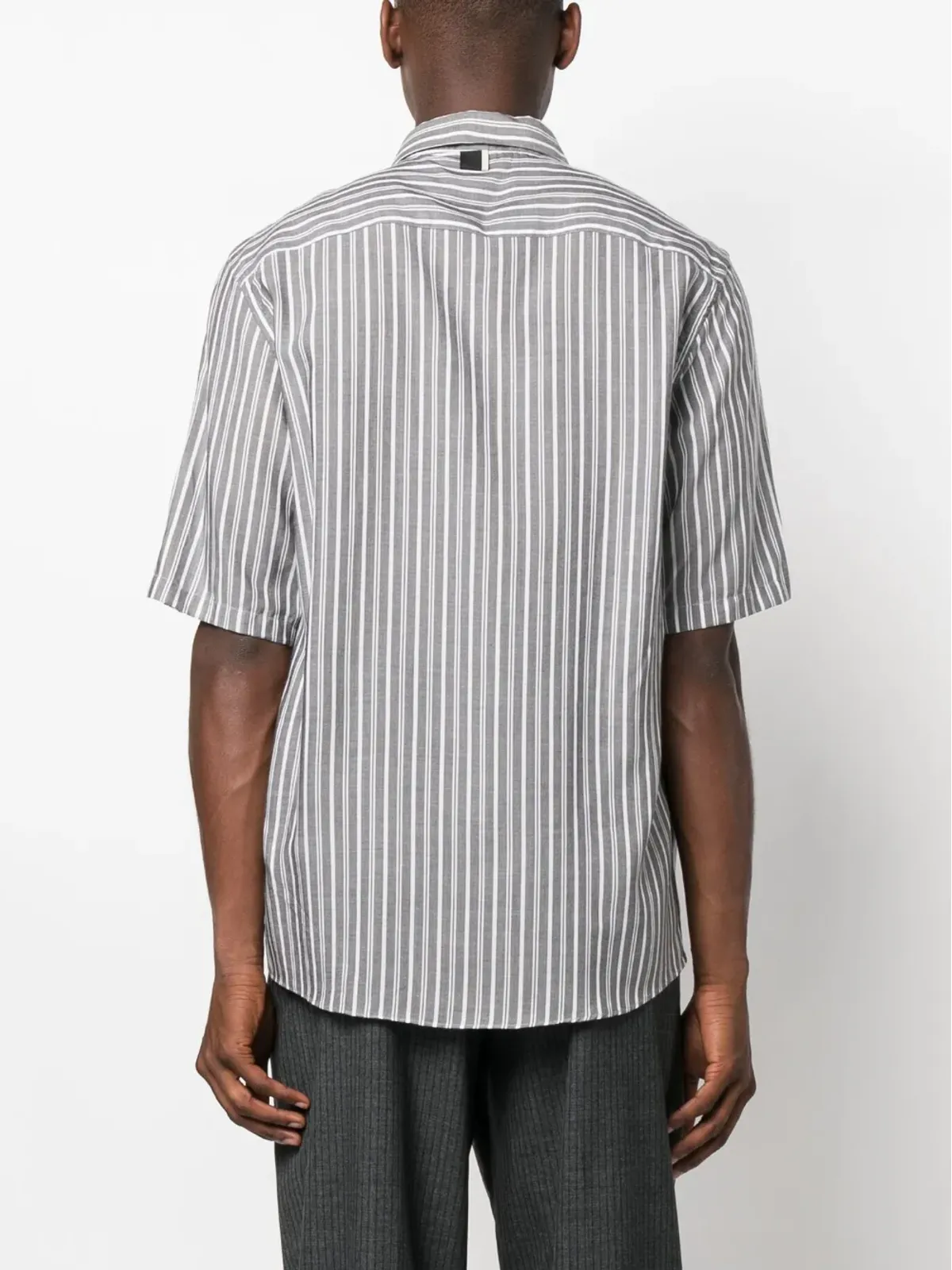 Low Brand ストライプ柄ショートスリーブリヨセルシャツ - 画像4