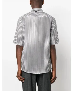 Low Brand ストライプ柄ショートスリーブリヨセルシャツ - サムネイル4