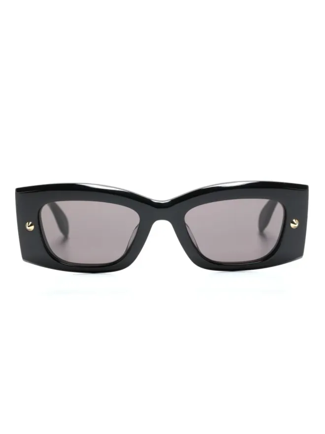 Alexander McQueen Eyewear Alexander McQueen Eyewear スパイクスタッズ レクタングルフレーム サングラス ブラックの商品画像