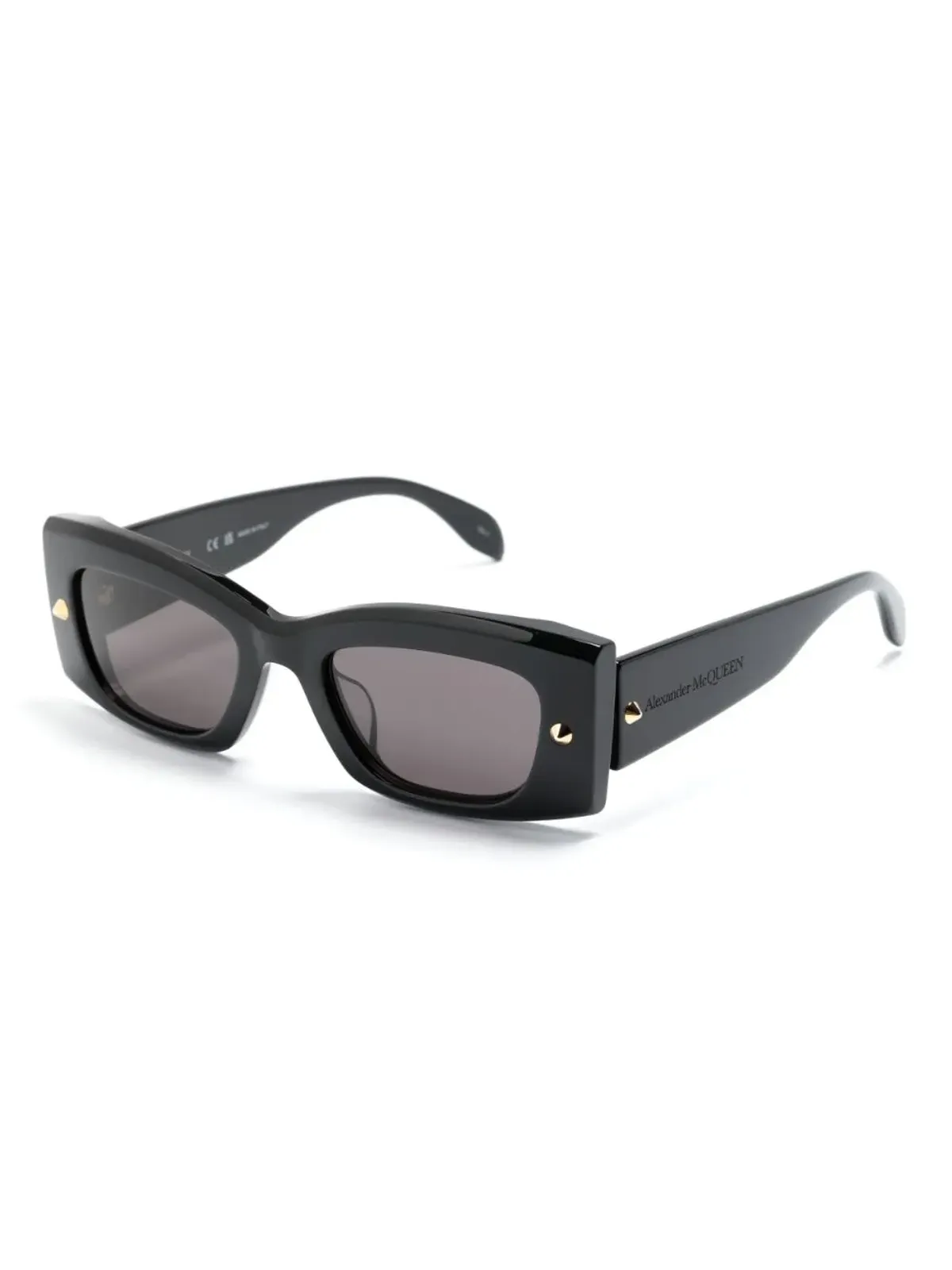 Alexander McQueen Eyewear スパイクスタッズ レクタングルフレーム サングラス ブラック - 画像2
