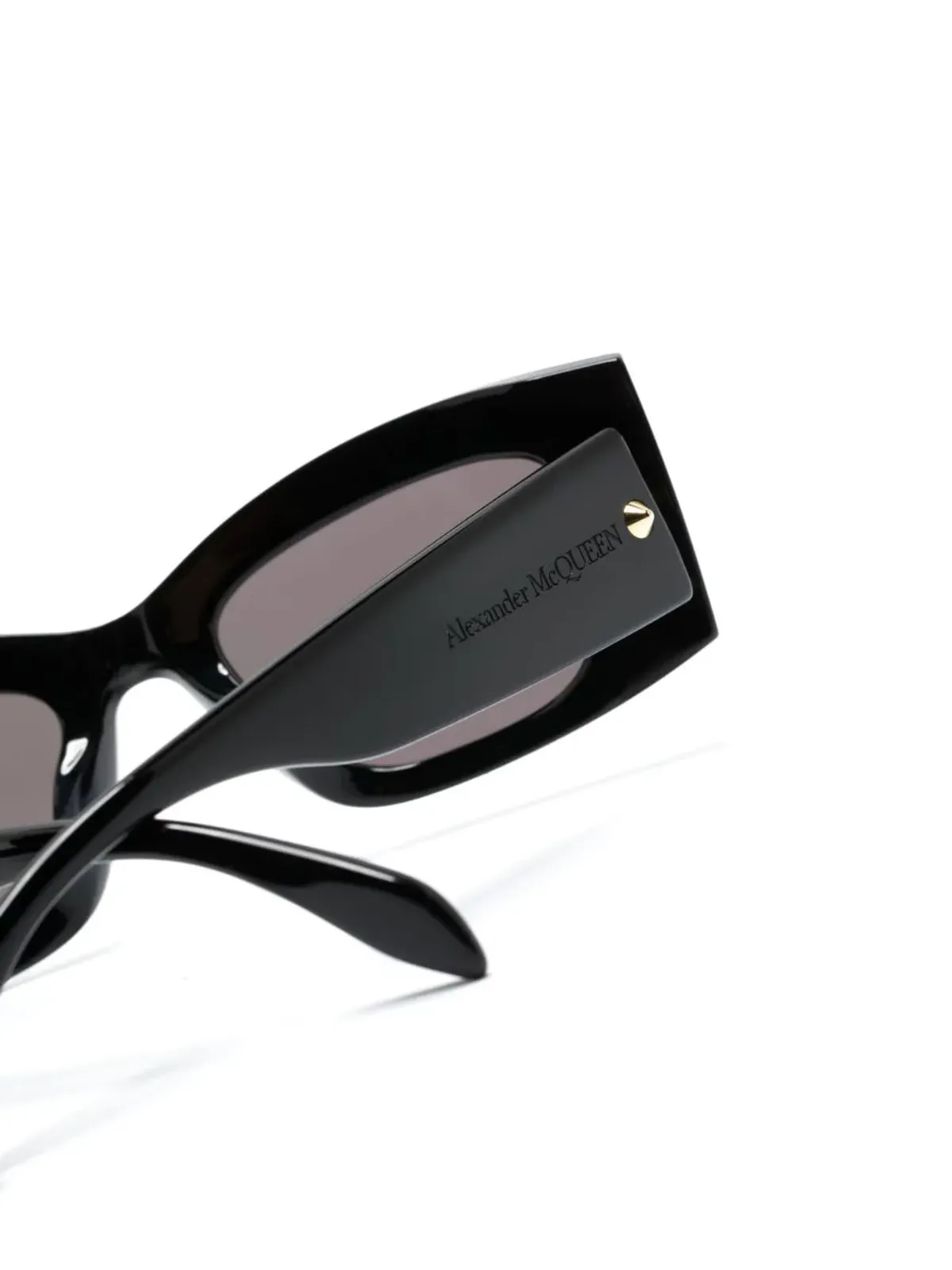 Alexander McQueen Eyewear スパイクスタッズ レクタングルフレーム サングラス ブラック - 画像3