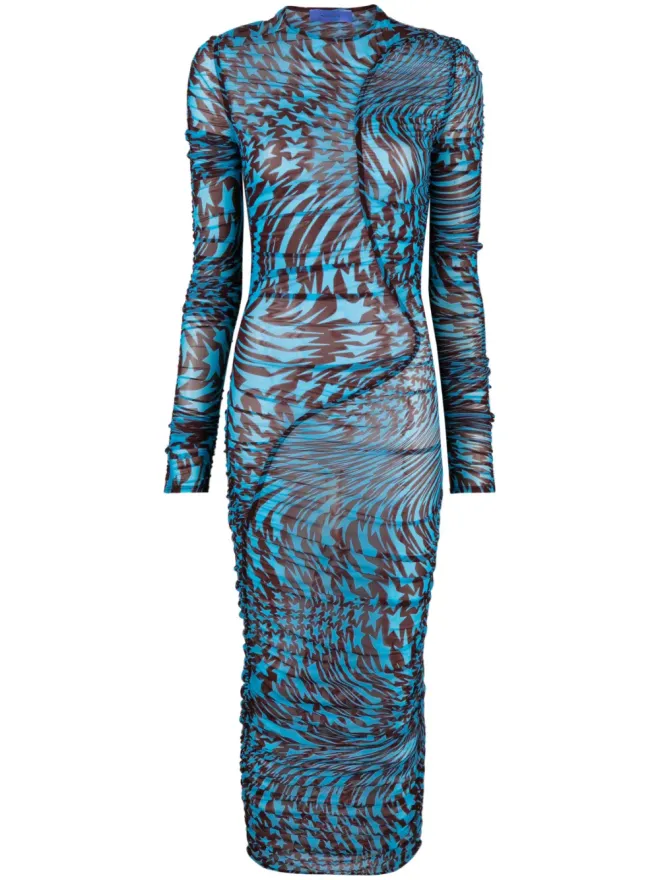 Mugler Mugler 星柄のシャーリングドレス（ブルー）の商品画像