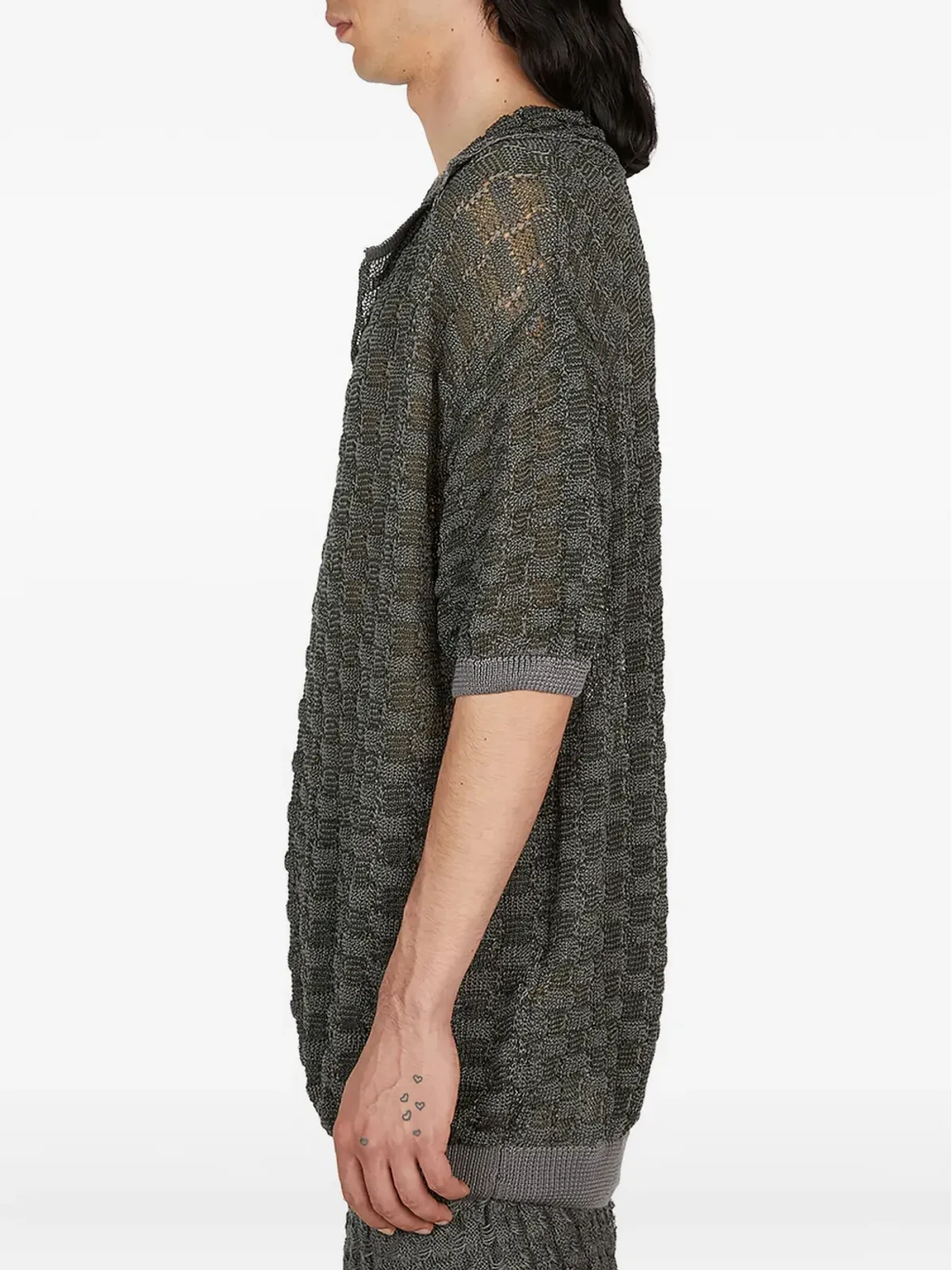Isa Boulder グリッドニットTシャツ - 画像3
