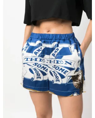 MSGM graphic-print satin mini shorts - Blue - サムネイル5