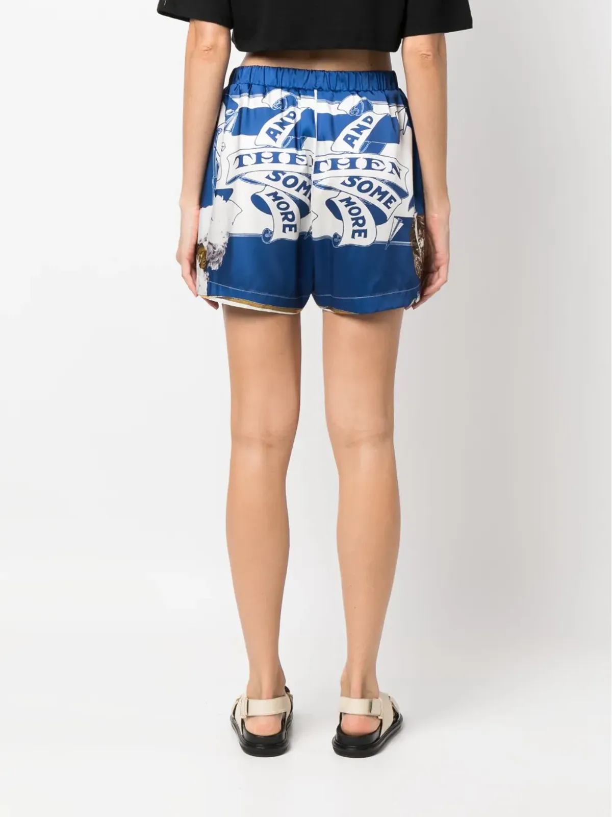 MSGM graphic-print satin mini shorts - Blue - 画像4