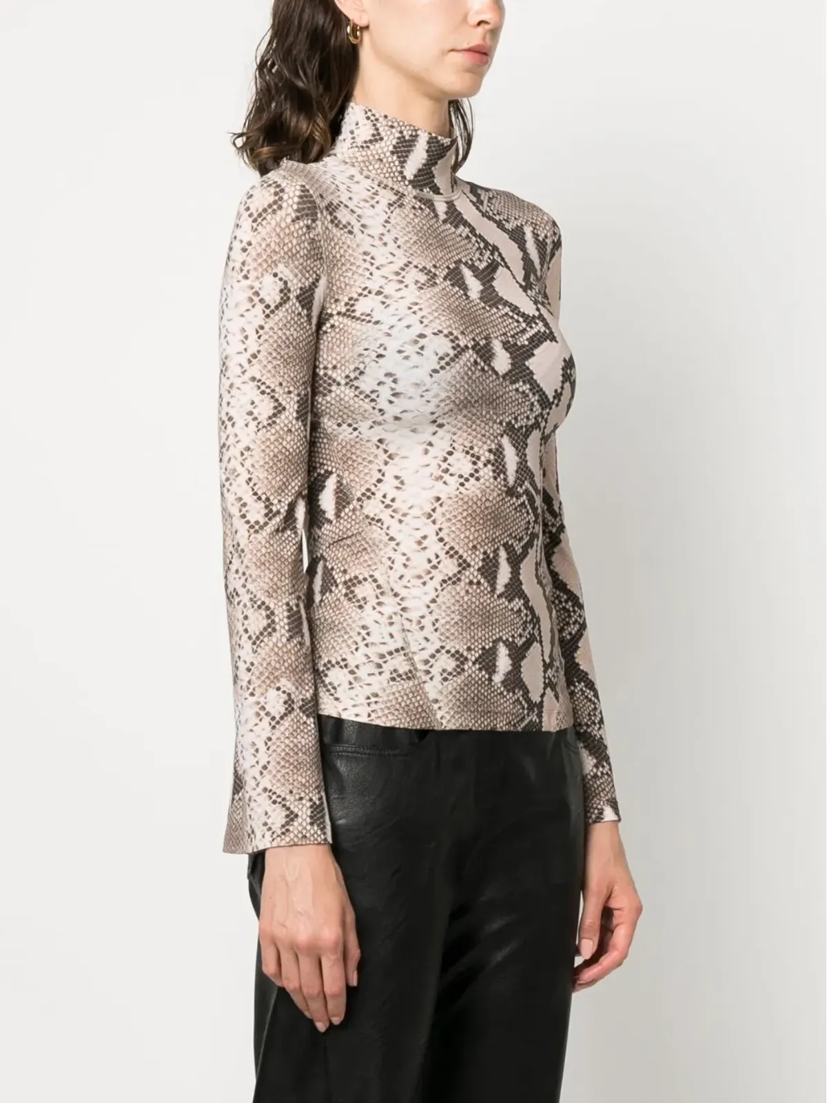 Stella McCartney leopard-print high neck top - Brown - 画像3