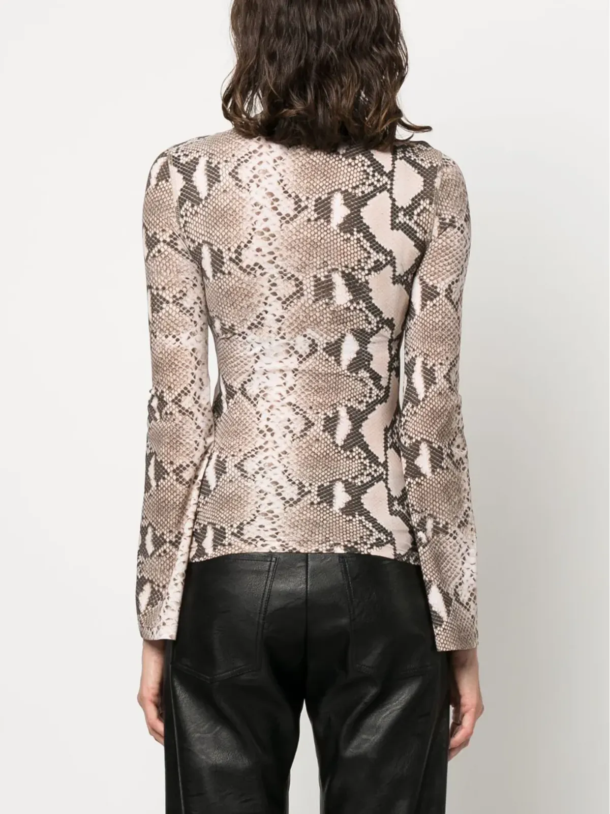 Stella McCartney leopard-print high neck top - Brown - 画像4