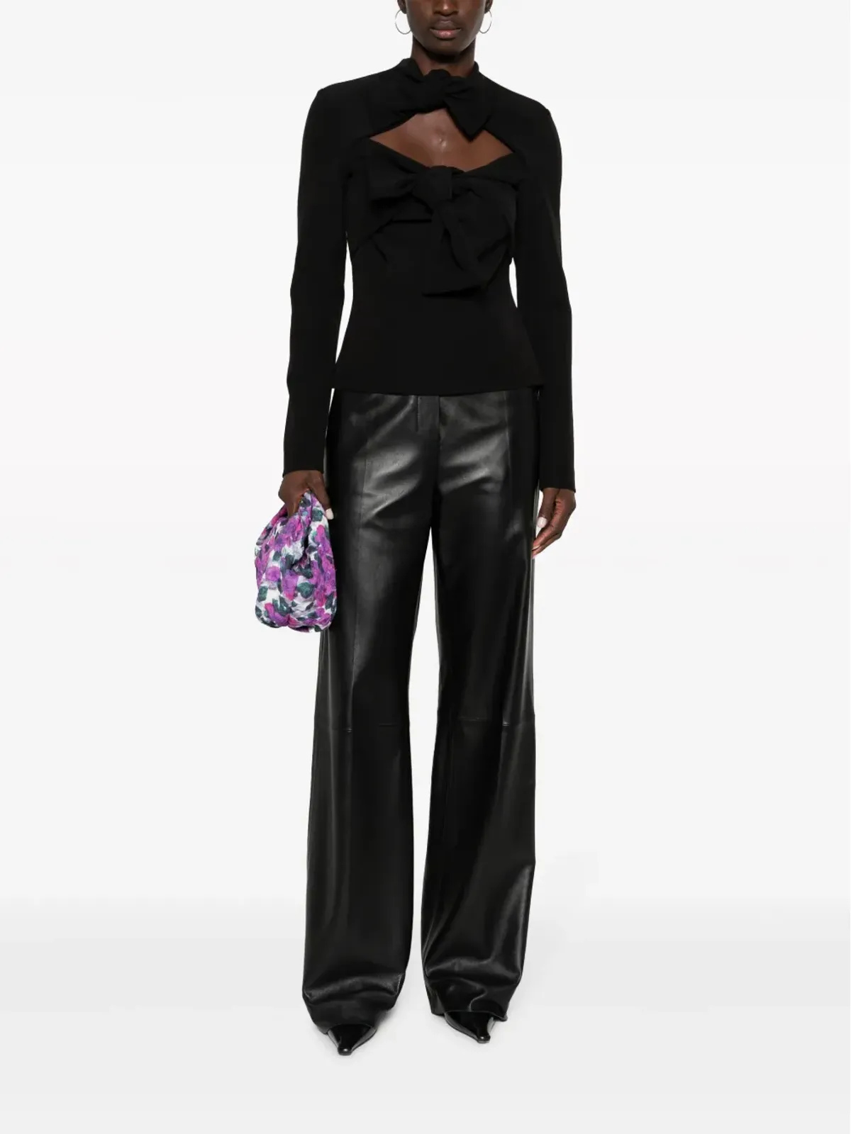 MSGM bow-detail long-sleeve top - Black - 画像2