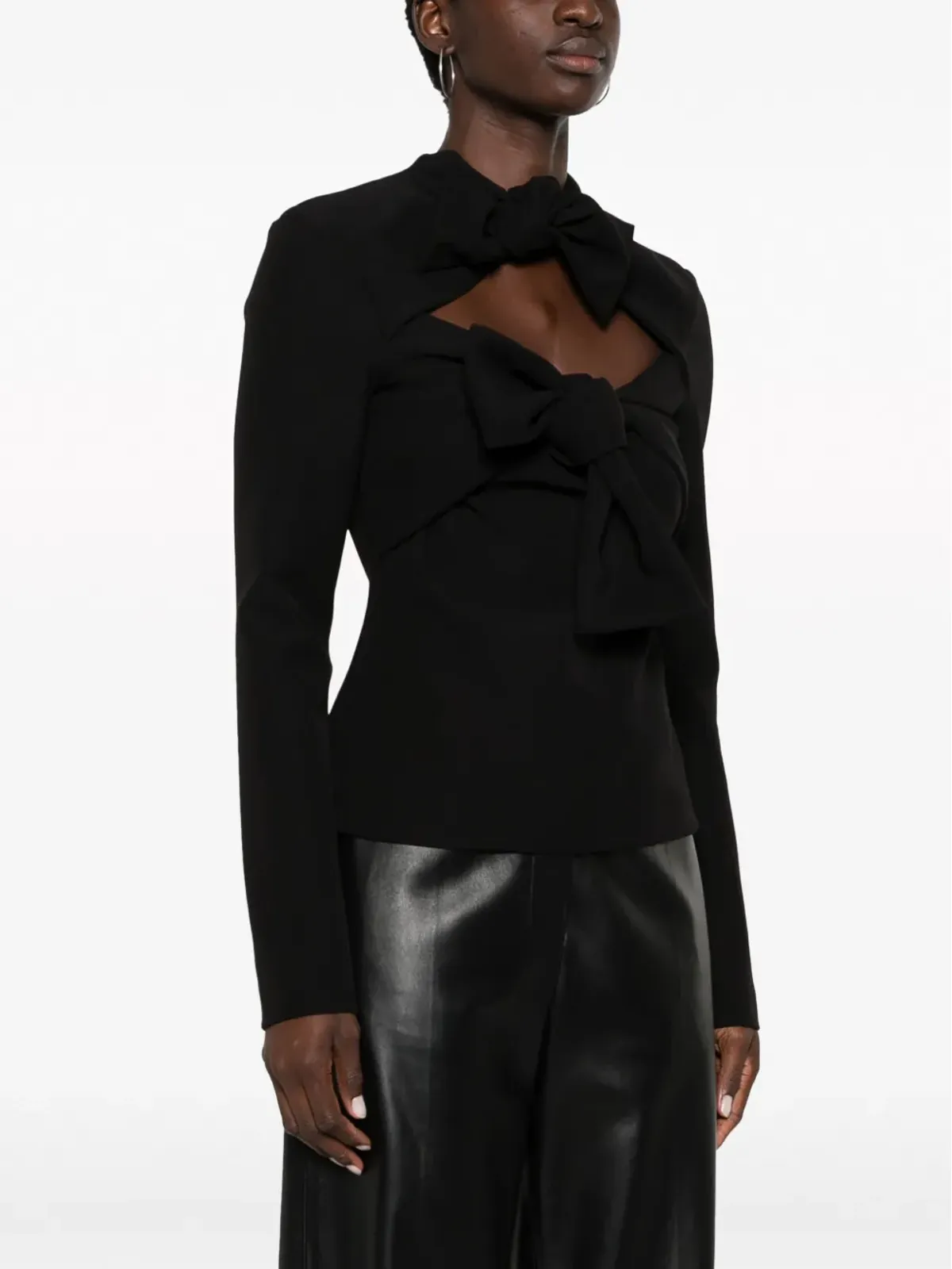 MSGM bow-detail long-sleeve top - Black - 画像3
