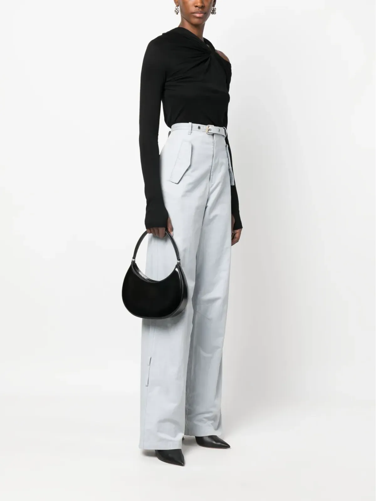 MSGM ロゴデボスド フェイクレザー ホーボーバッグ - 画像2