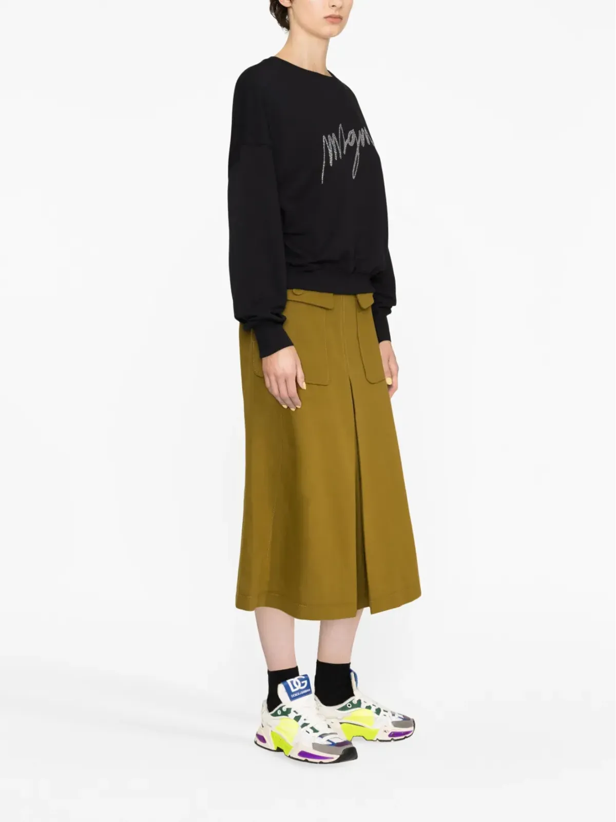 MSGM ラインストーン装飾スウェット - ブラック - 画像4