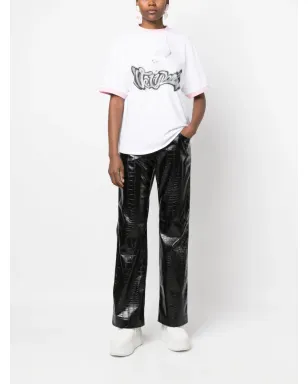 MSGM エンボス加工クロコダイル柄ストレートパンツ - サムネイル2