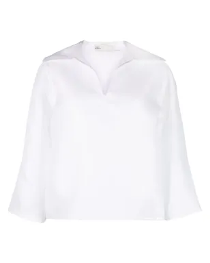 Tory Burch スプレッドカラー シルクシャツ - White - サムネイル1
