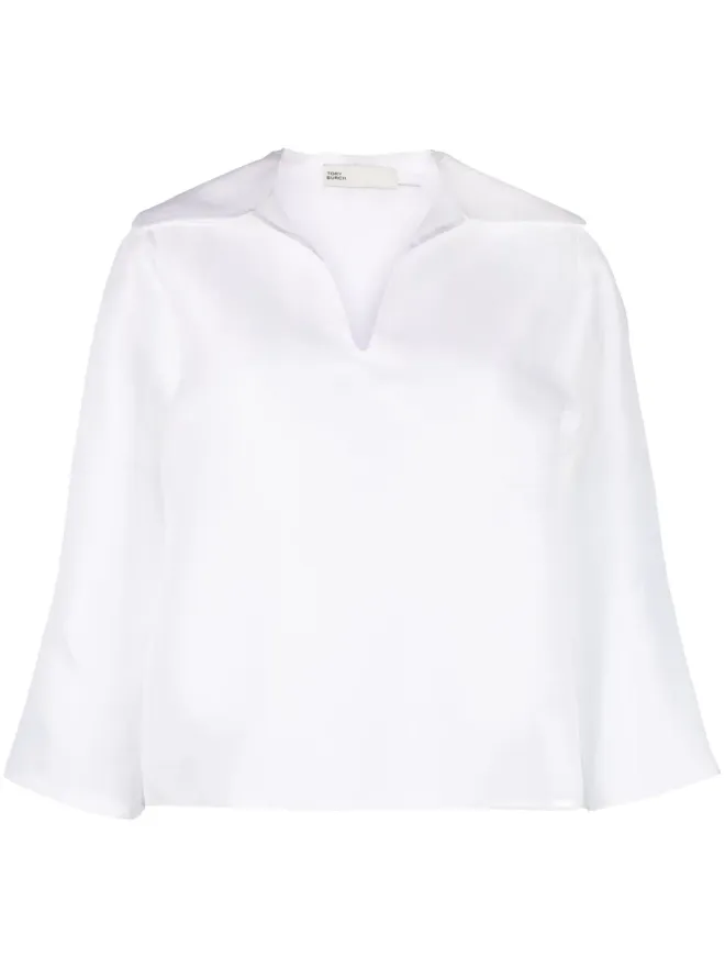 Tory Burch Tory Burch スプレッドカラー シルクシャツ - Whiteの商品画像