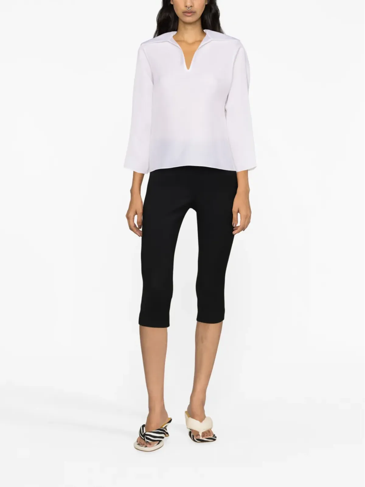 Tory Burch スプレッドカラー シルクシャツ - White - 画像2