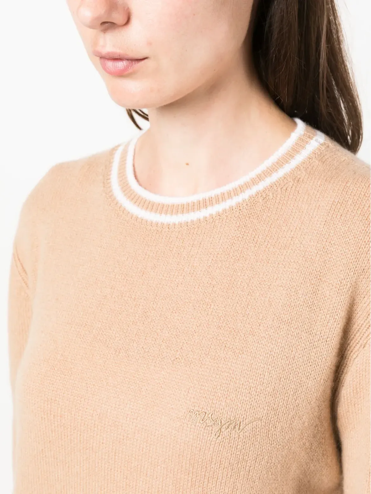 MSGM ロゴ刺繍入り丸首ニットセーター - 画像5